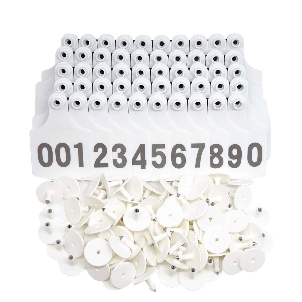1-100 Cattle Number Ear Tag 6x7cm Set - Medium White Cow Sheep Livestock Label - Next Deals AU