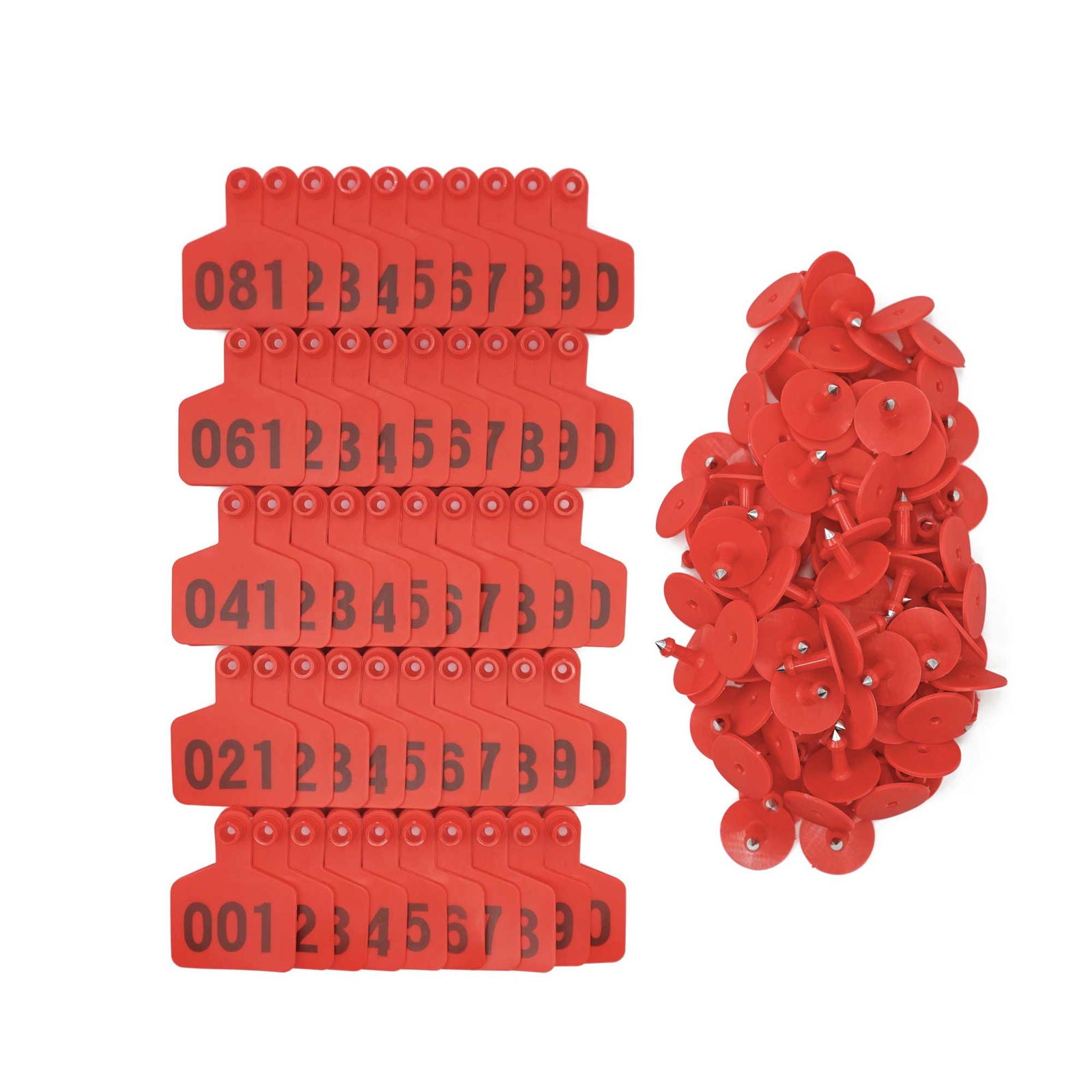 1-100 Cattle Number Ear Tags 5x4cm Set - Small Red Pig Goat Livestock Label - Next Deals AU