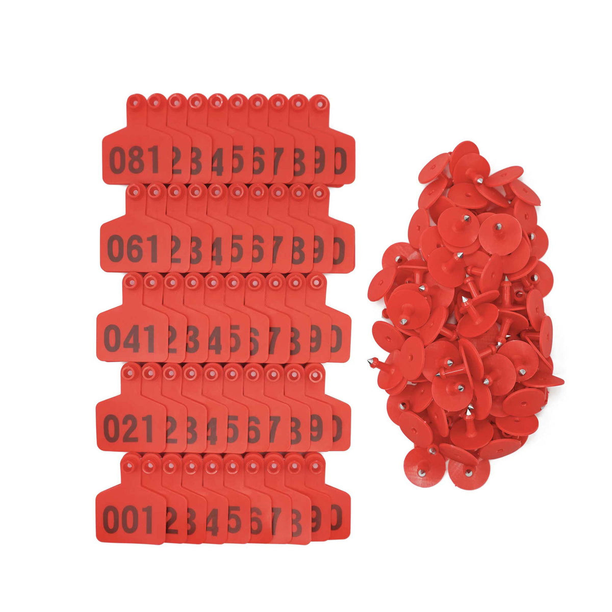 1-100 Cattle Number Ear Tags 5x4cm Set - Small Red Pig Goat Livestock Label - Next Deals AU