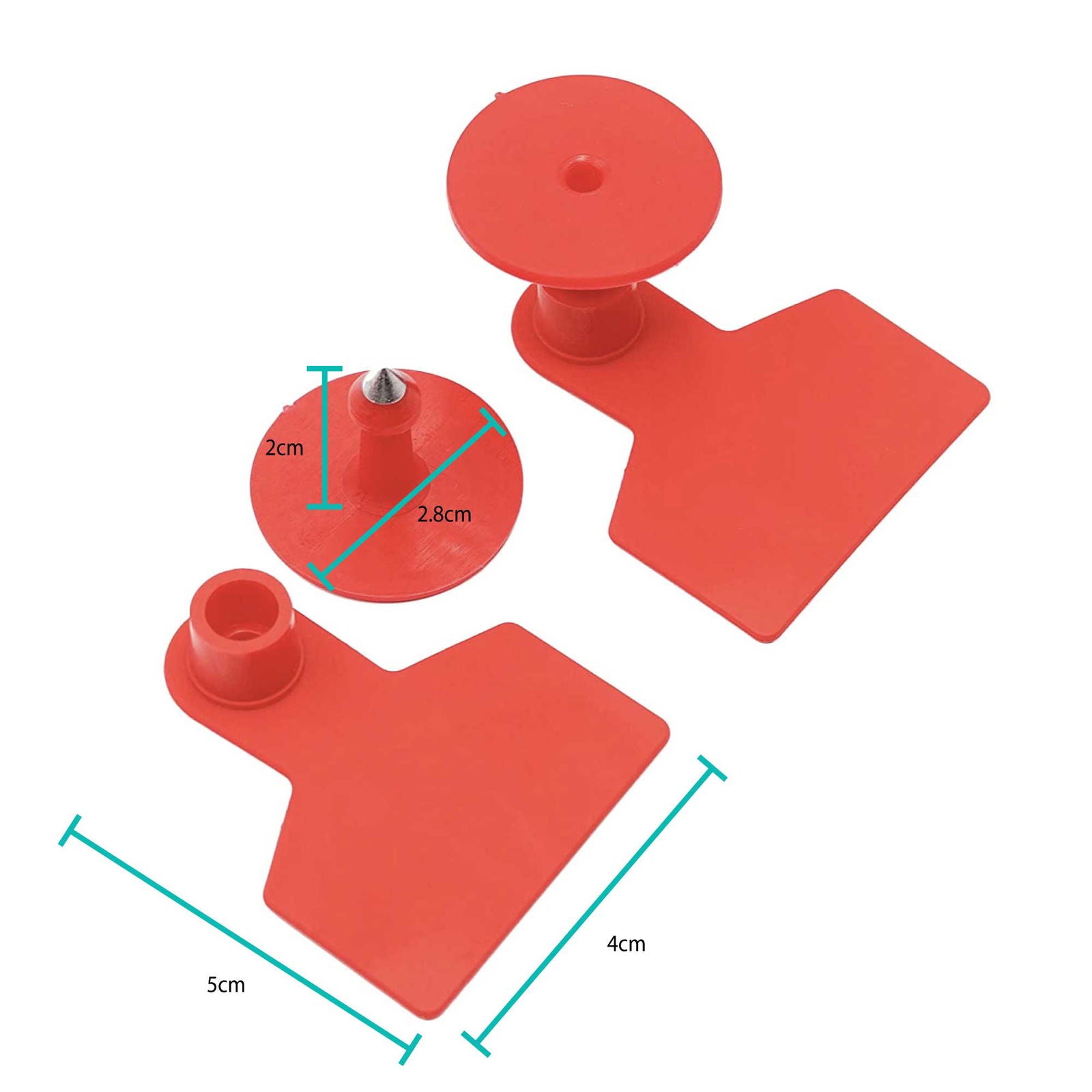 1-100 Cattle Number Ear Tags 5x4cm Set - Small Red Pig Goat Livestock Label - Next Deals AU