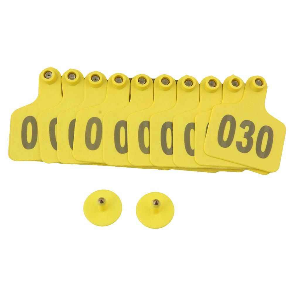1-100 Cattle Number Ear Tags 5x4cm Set - Small Yellow Pig Goat Livestock Label - Next Deals AU