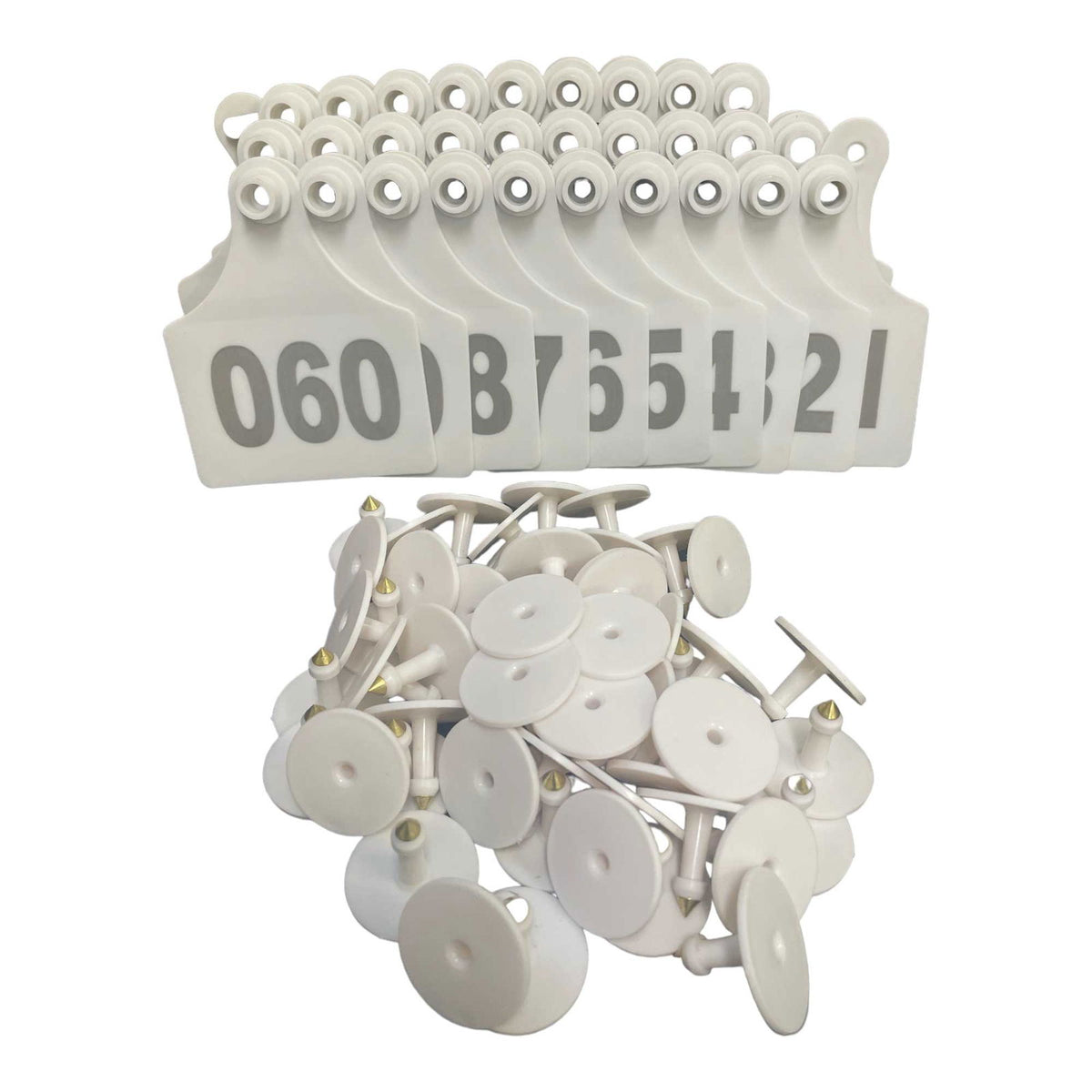 1-100 Cattle Number Ear Tags 7x10cm Set - XL White Cow Sheep Livestock Labels - Next Deals AU