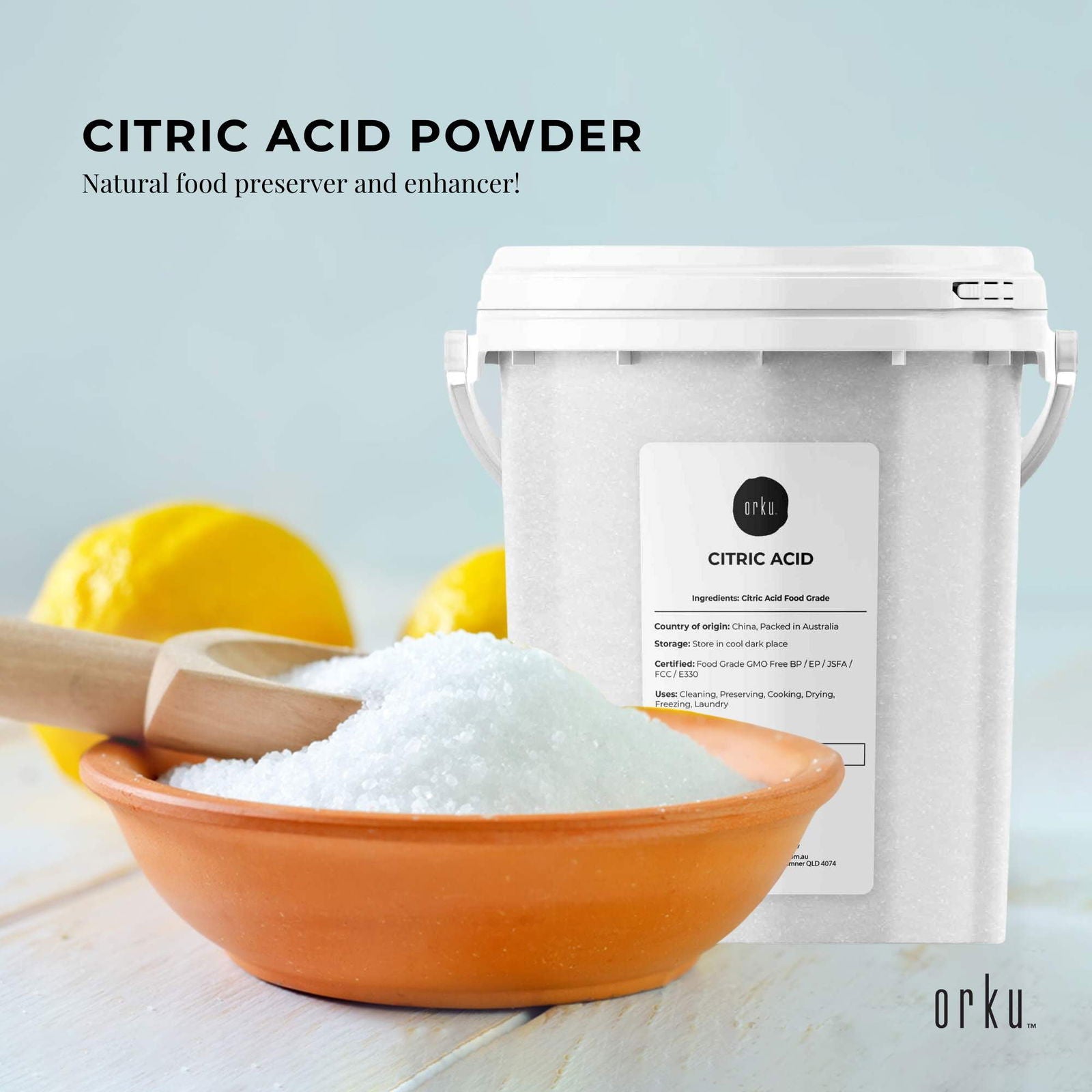 1.2Kg Citric Acid Powder Tub - Food Grade Anhydrous GMO Preservative Free c6h807 - Next Deals AU