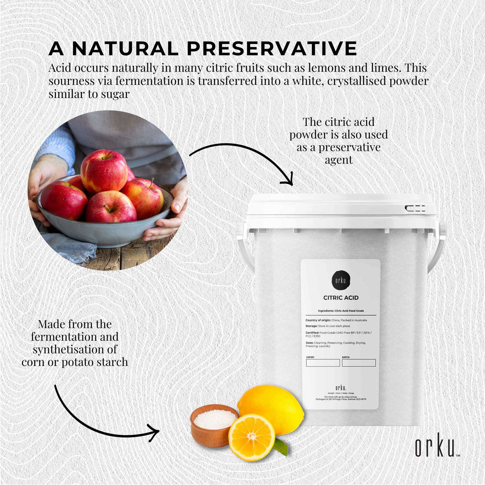 1.2Kg Citric Acid Powder Tub - Food Grade Anhydrous GMO Preservative Free c6h807 - Next Deals AU