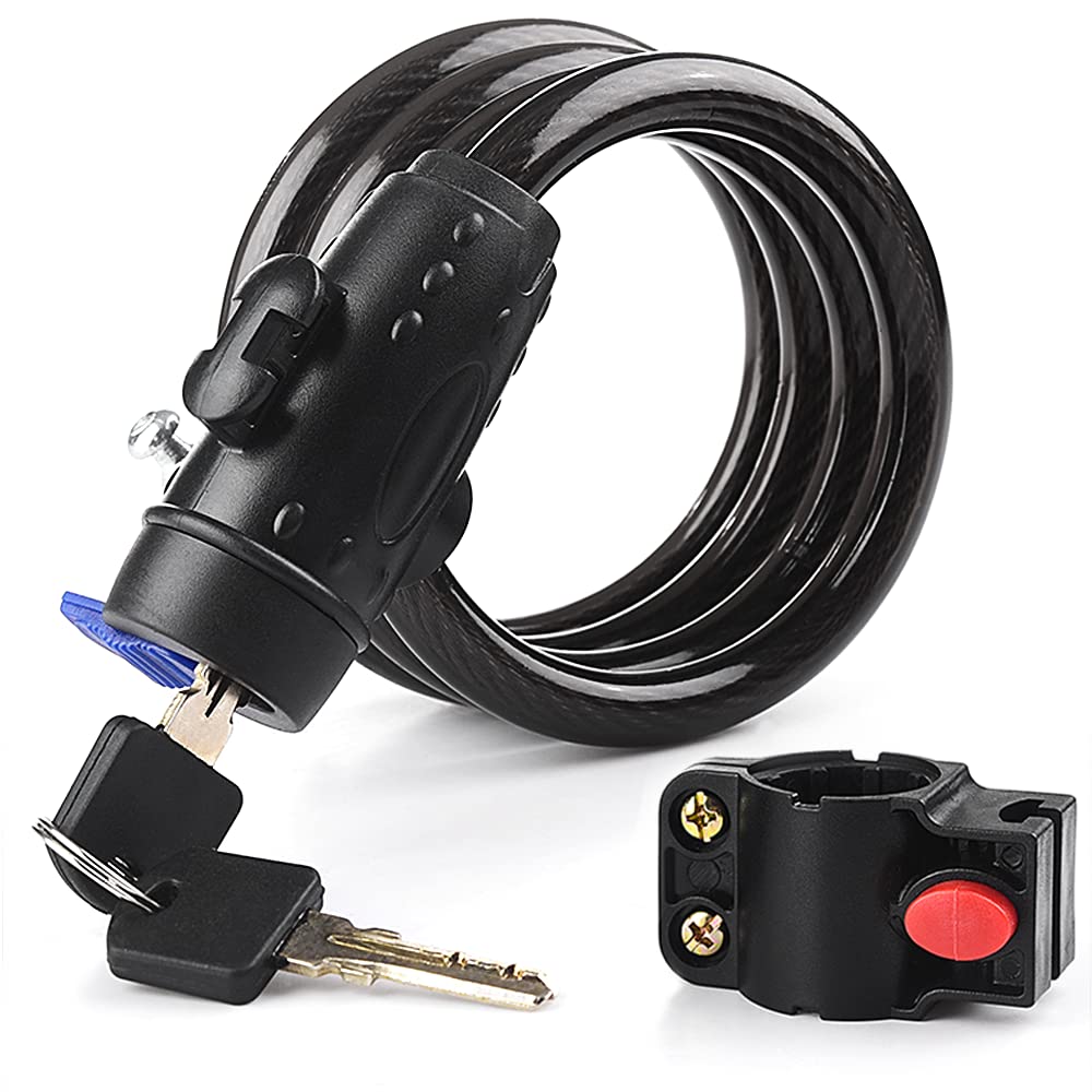 1.2m 2 Keys Bicycle Lock Bike Cable Locks Motorcycle Lock  Mounting Bracket Scooter Lock - Next Deals AU
