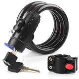 1.2m 2 Keys Bicycle Lock Bike Cable Locks Motorcycle Lock  Mounting Bracket Scooter Lock - Next Deals AU