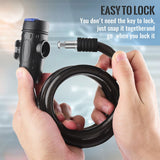 1.2m 2 Keys Bicycle Lock Bike Cable Locks Motorcycle Lock  Mounting Bracket Scooter Lock - Next Deals AU