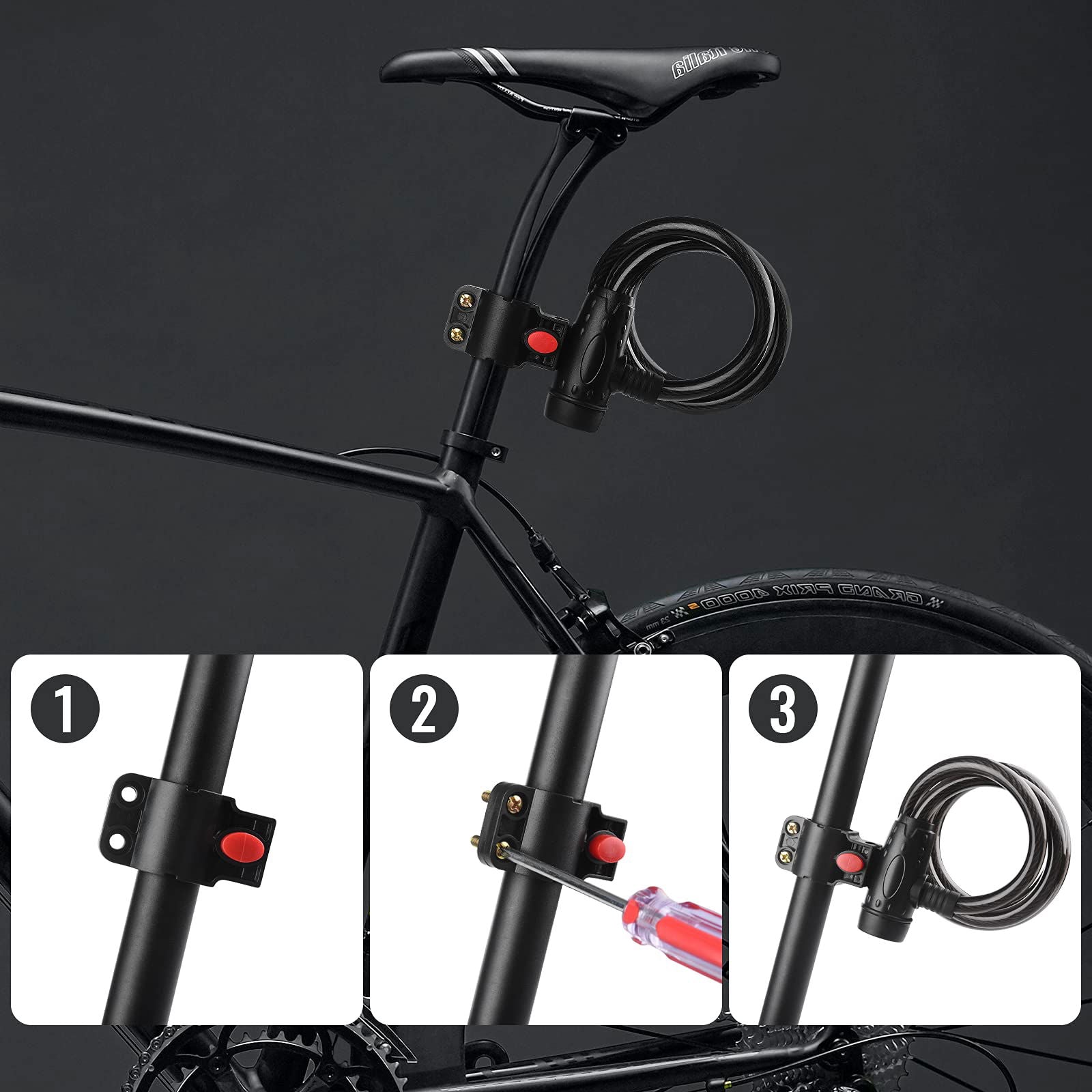 1.2m 2 Keys Bicycle Lock Bike Cable Locks Motorcycle Lock  Mounting Bracket Scooter Lock - Next Deals AU