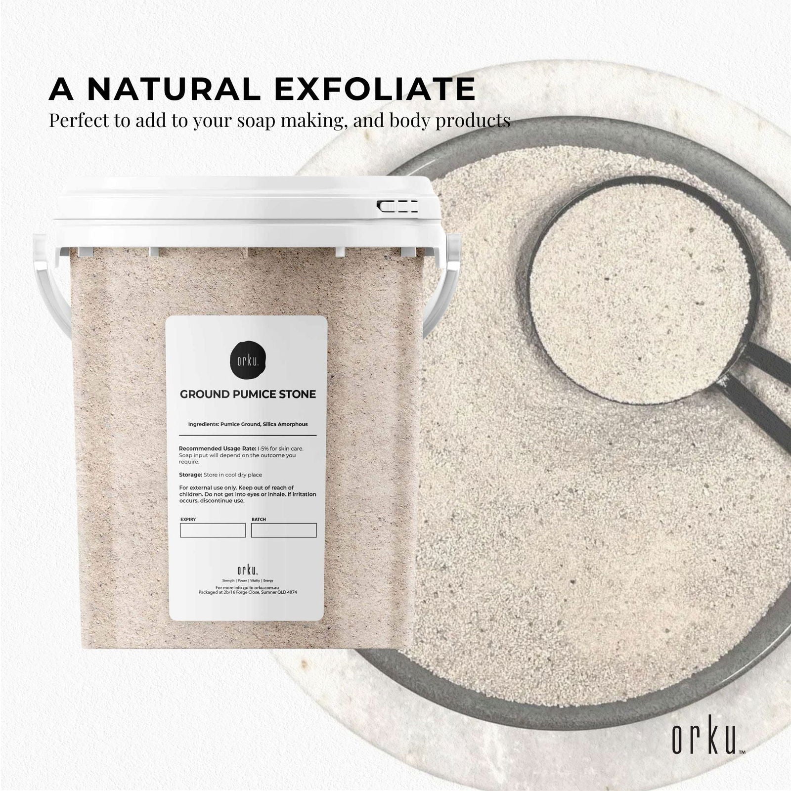 1.3Kg Ground Pumice Stone Granular Powder Tub Exfoliant Body Scrub Soap Additive - Next Deals AU