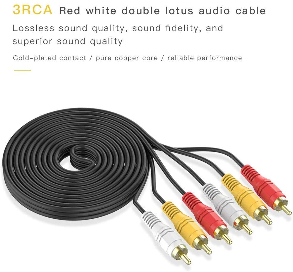 1.5M 3 RCA 3RCA L + R + V Composite AV Audio Video Cable Gold Male Plated M/M - Next Deals AU