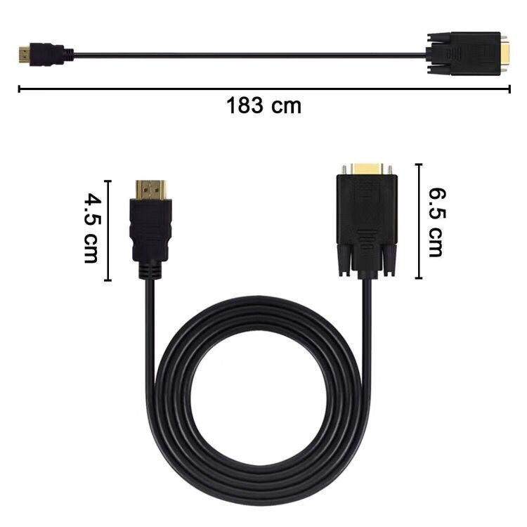 1.8M 6 Feet HDMI Male to VGA Male Cable for Computer, Laptop, PC, Monitor ETC - Next Deals AU