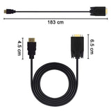 1.8M 6 Feet HDMI Male to VGA Male Cable for Computer, Laptop, PC, Monitor ETC - Next Deals AU