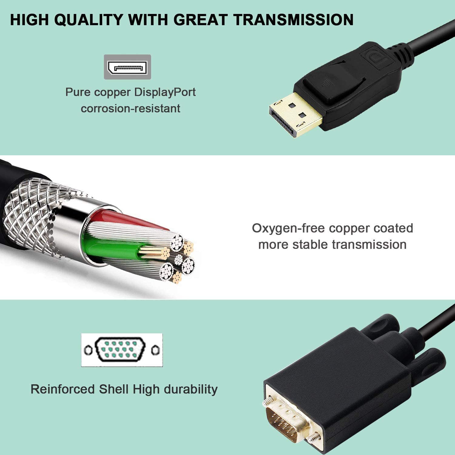 1.8M Display Port DP Male To VGA/M Cable Converter Connector Adaptor - Next Deals AU