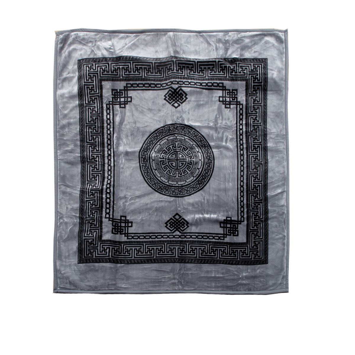 1000GSM Olympia Greek Key Luxury Quality 2 Ply Mink Blanket Queen Grey - Next Deals AU