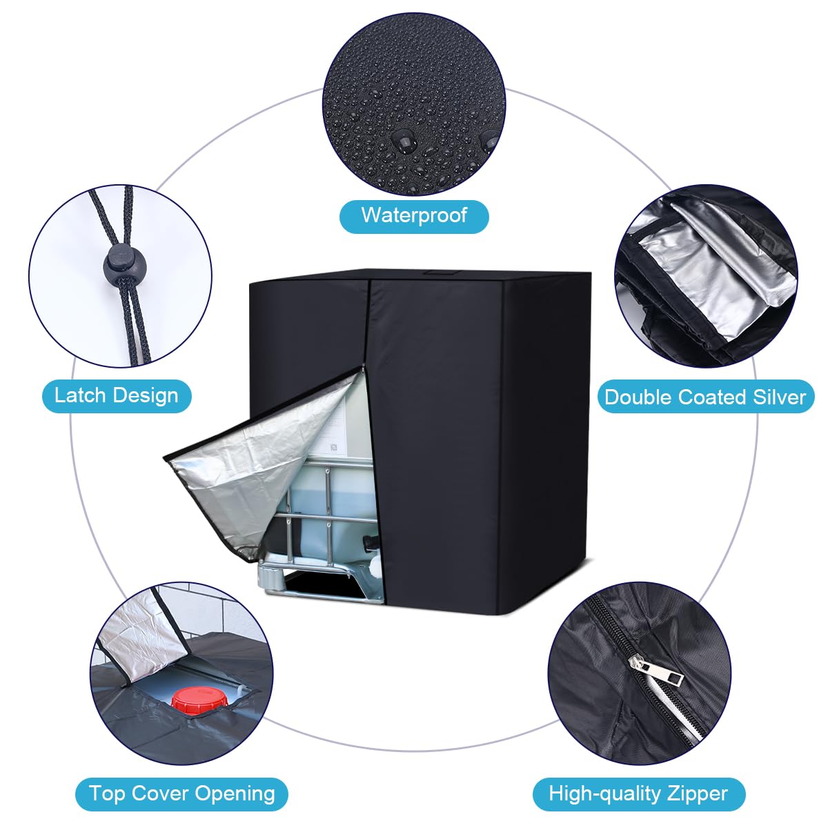 1000L 275 Gallon 420D IBC Tote Water Tank Cover Sunshade Waterproof Protective Cover IBC Tote Covers - Next Deals AU