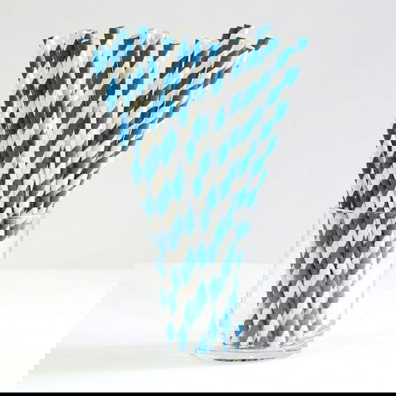 1000 Bulk Wholesale Pack Blue White Drinking Straws Biodegradable Eco Paper Birthday Party Event Bistro Bar Cafe Take Away - Next Deals AU