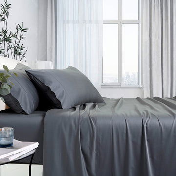 1000tc bamboo cotton sheet set queen charcoal - Next Deals AU