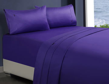 1000tc egyptian cotton 1 fitted sheet and 2 pillowcases double violet - Next Deals AU