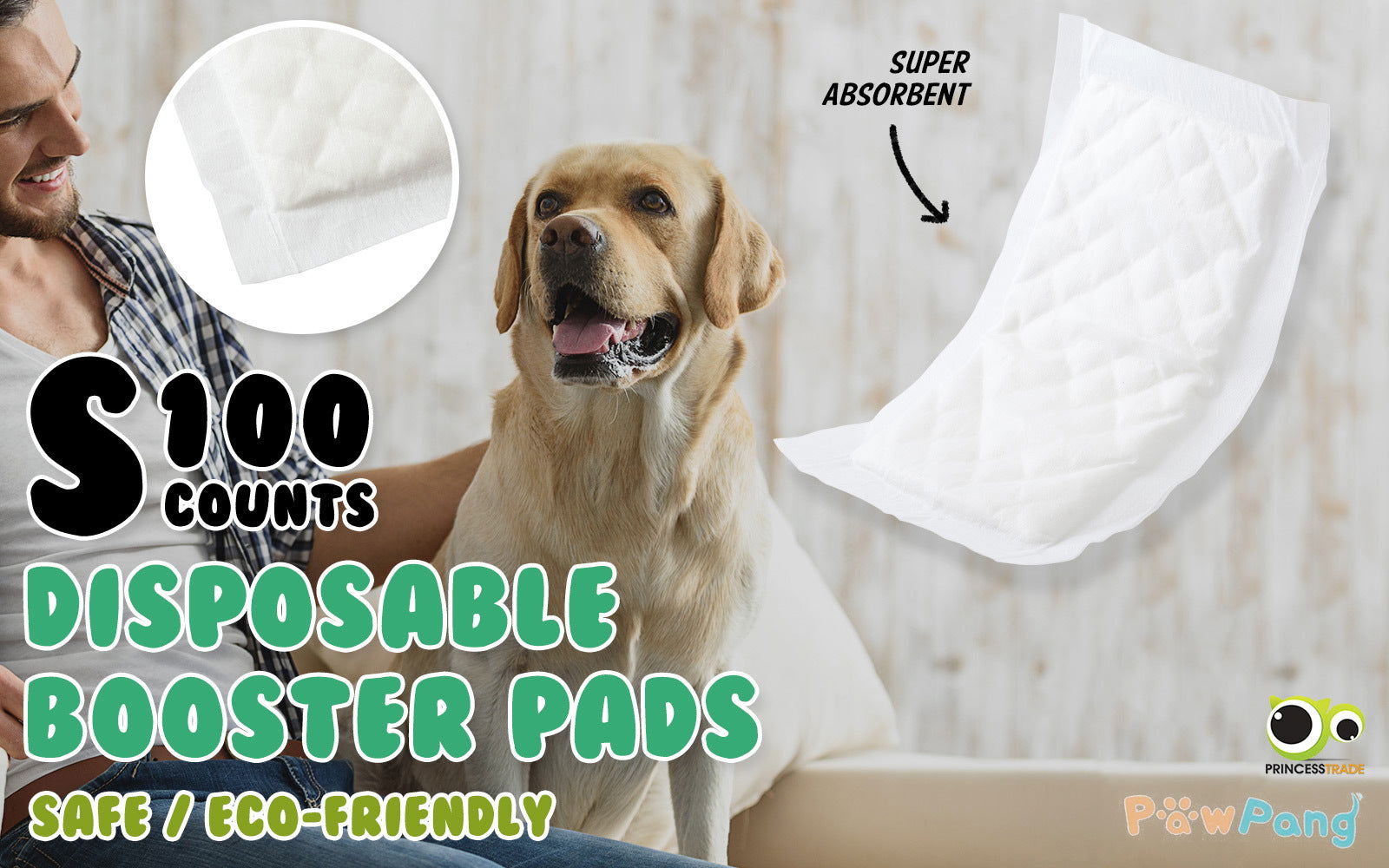 100X Pet Dog Diaper Liners Booster Pads Disposable Adhesive Travel S - Next Deals AU