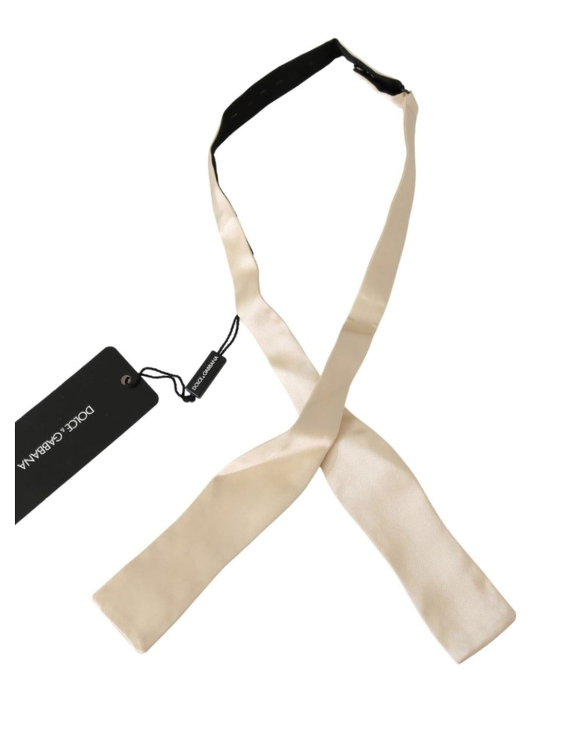 100% Authentic Dolce & Gabbana Bowtie Beige Silk Adjustable Strap One Size Men - Next Deals AU