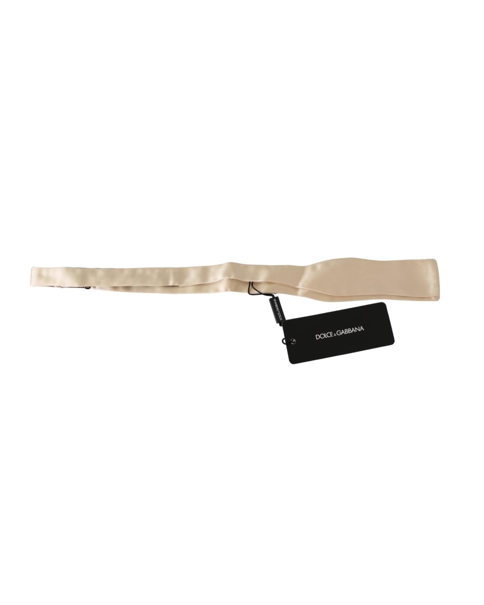 100% Authentic Dolce & Gabbana Bowtie Beige Silk Adjustable Strap One Size Men - Next Deals AU