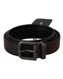 100% Authentic Dolce & Gabbana Leather Belt with Gray Buckle 115 cm Men - Next Deals AU