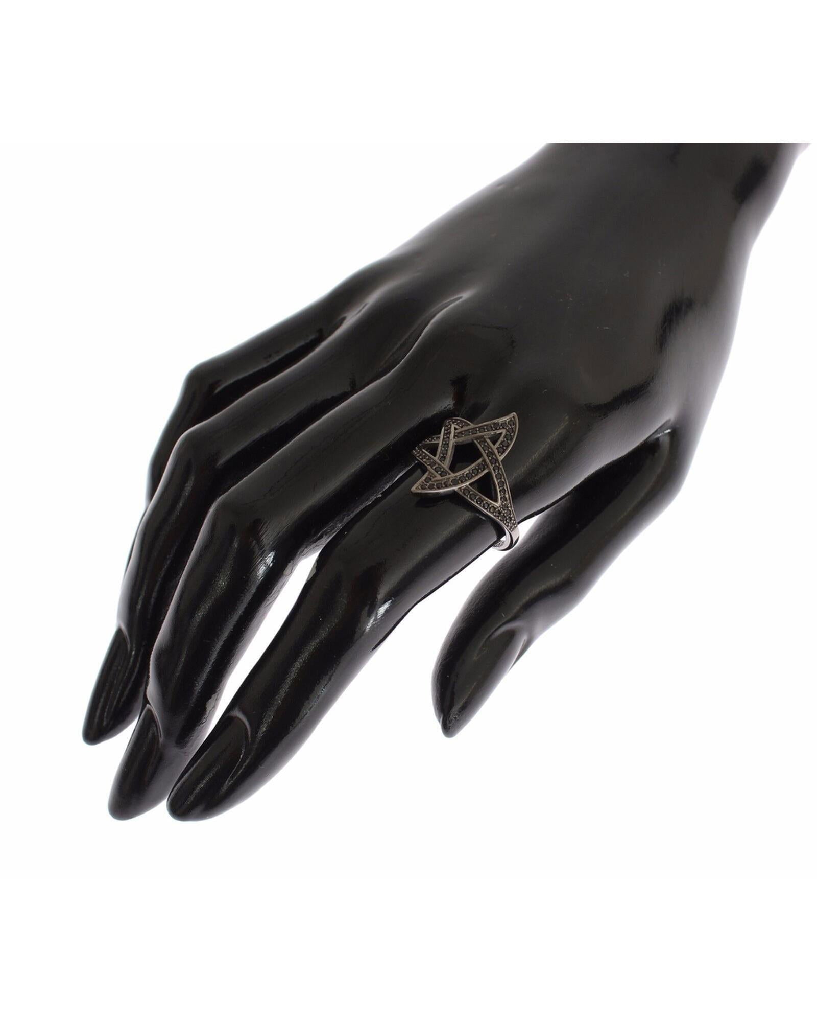 100% Authentic NIALAYA Black Rhodium Ring with CZ Crystals 52 EU Women - Next Deals AU