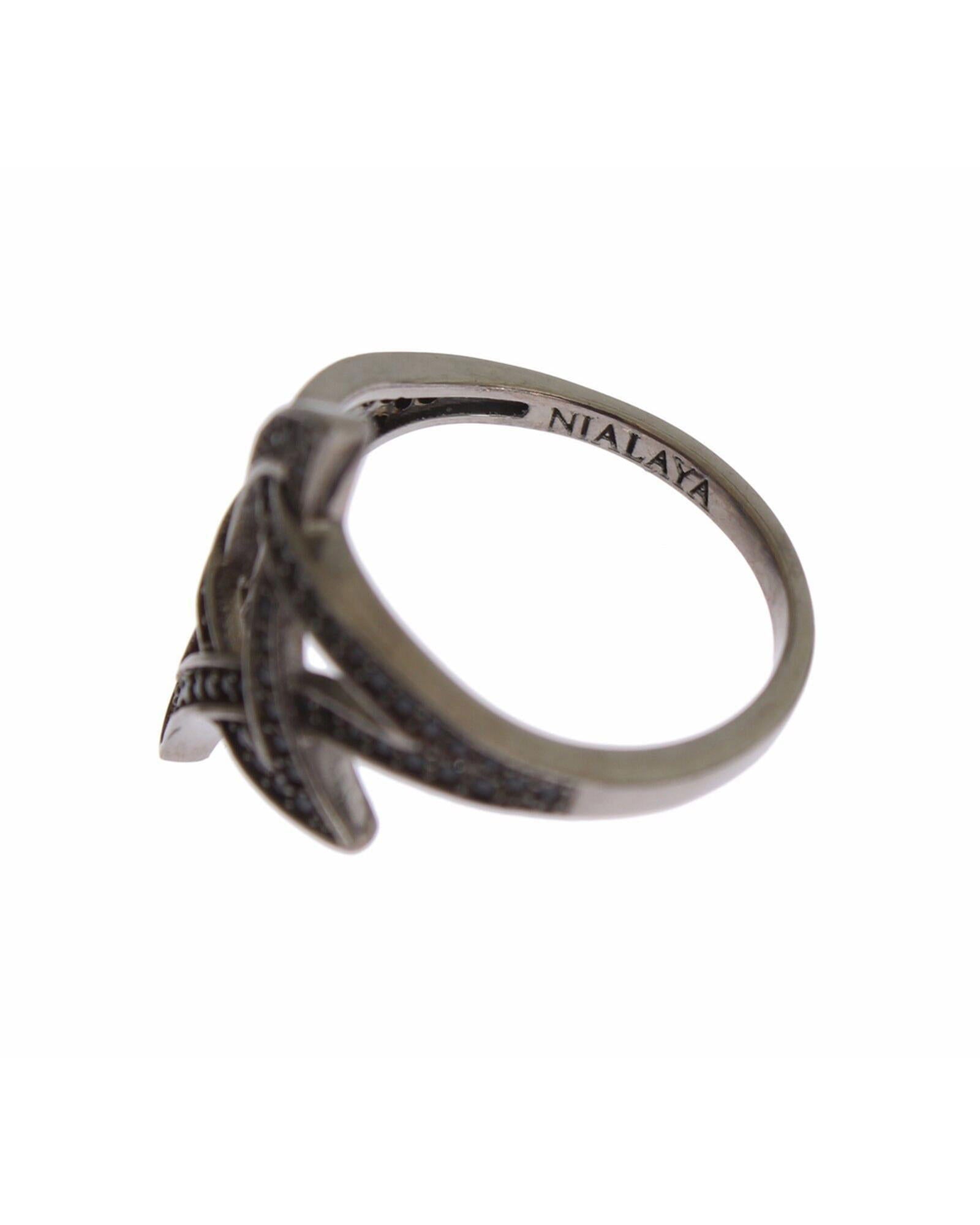 100% Authentic NIALAYA Black Rhodium Ring with CZ Crystals 52 EU Women - Next Deals AU