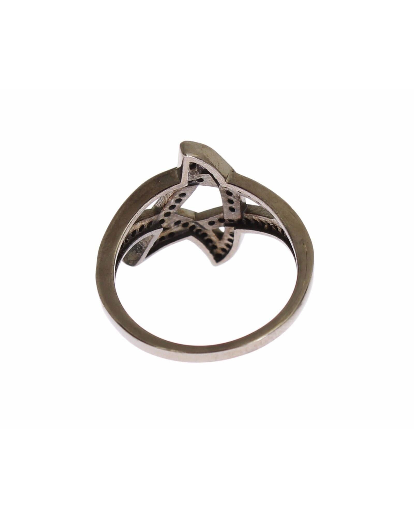 100% Authentic NIALAYA Black Rhodium Ring with CZ Crystals 52 EU Women - Next Deals AU