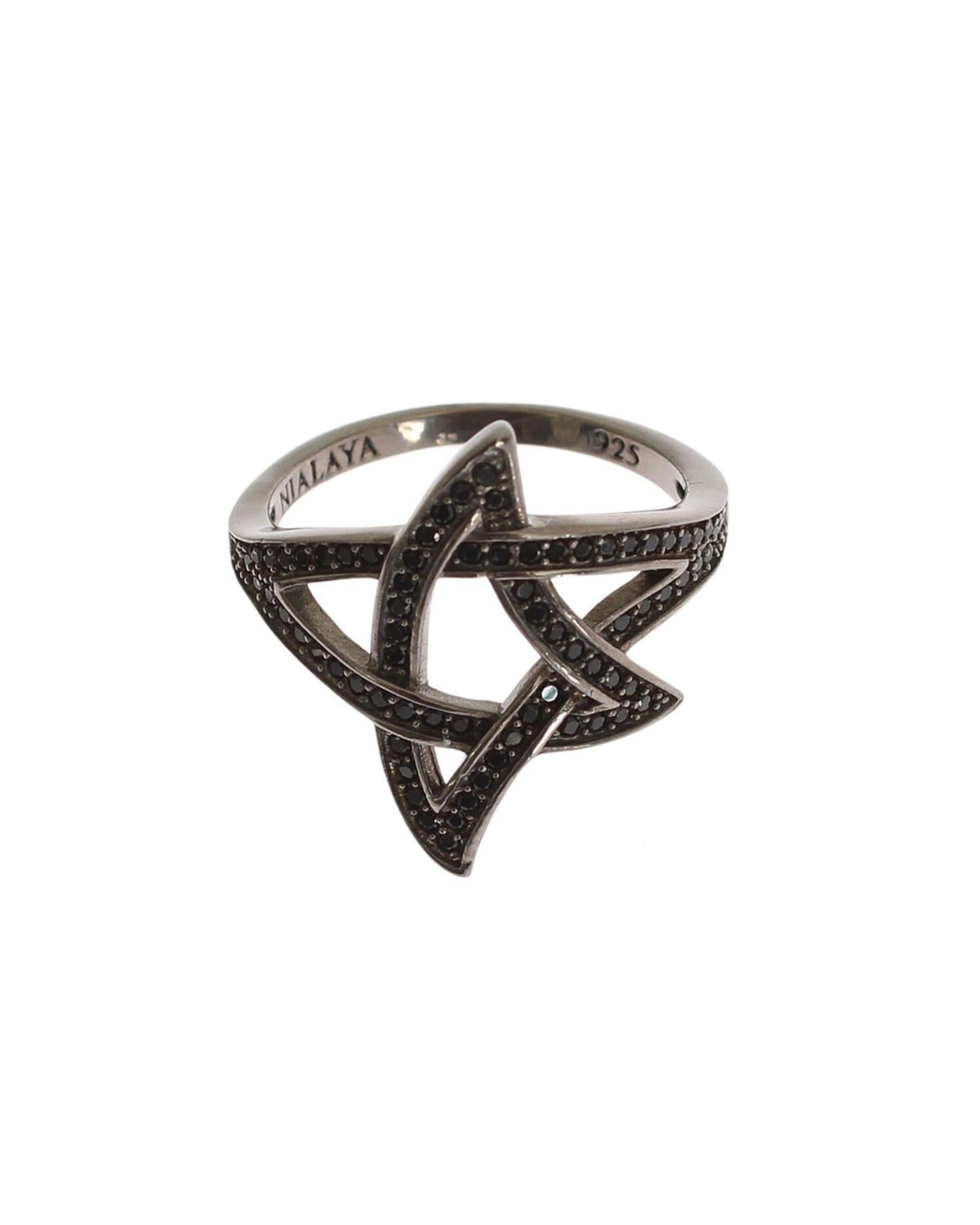 100% Authentic NIALAYA Black Rhodium Ring with CZ Crystals 54 EU Women - Next Deals AU