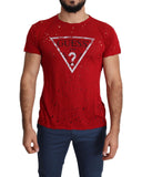 100% Authentic Red Cotton Stretch T-Shirt with Round Neck and Short Sleeves M Men - Next Deals AU