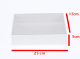 100 Pack of White Card Box - Clear Slide On Lid - 17 x 25 x 5cm -  Large Beauty Product Gift Giving Hamper Tray Merch Fashion Cake Sweets Xmas - Next Deals AU