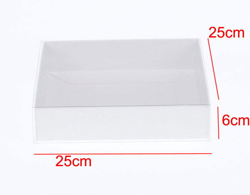 100 Pack of White Card Box - Clear Slide On Lid - 25 x 25 x 6cm - Large Beauty Product Gift Giving Hamper Tray Merch Fashion Cake Sweets Xmas - Next Deals AU