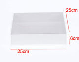 100 Pack of White Card Box - Clear Slide On Lid - 25 x 25 x 6cm - Large Beauty Product Gift Giving Hamper Tray Merch Fashion Cake Sweets Xmas - Next Deals AU