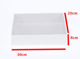 100 Pack of White Card Box - Clear Slide On Lid - 30 x 20 x 8cm -  Large Beauty Product Gift Giving Hamper Tray Merch Fashion Cake Sweets Xmas - Next Deals AU