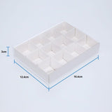 100 Pack of White Card Chocolate Sweet Soap Product Reatail Gift Box - 12 bay 4x4x3cm Compartments  - Clear Slide On Lid - 16x12x3cm - Next Deals AU