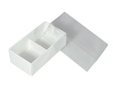100 Pack of White Card Chocolate Sweet Soap Product Reatail Gift Box - 2 Bay Compartments - Clear Slide On Lid - 8x4x3cm - Next Deals AU