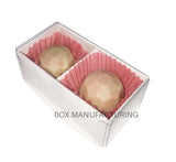 100 Pack of White Card Chocolate Sweet Soap Product Reatail Gift Box - 2 Bay Compartments - Clear Slide On Lid - 8x4x3cm - Next Deals AU