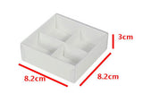 100 Pack of White Card Chocolate Sweet Soap Product Reatail Gift Box - 4 Bay Compartments - Clear Slide On Lid - 8x8x3cm - Next Deals AU