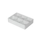 100 Pack of White Card Chocolate Sweet Soap Product Reatail Gift Box - 6 Bay Compartments - Clear Slide On Lid - 12x8x3cm - Next Deals AU