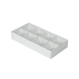 100 Pack of White Card Chocolate Sweet Soap Product Reatail Gift Box - 8 bay 3cm Compartments - Clear Slide On Lid - 16x8x3cm - Next Deals AU