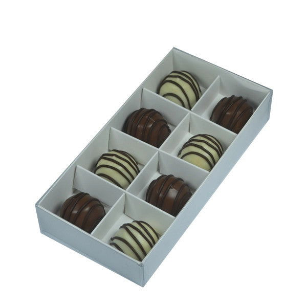 100 Pack of White Card Chocolate Sweet Soap Product Reatail Gift Box - 8 bay 3cm Compartments - Clear Slide On Lid - 16x8x3cm - Next Deals AU