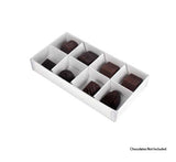 100 Pack of White Card Chocolate Sweet Soap Product Reatail Gift Box - 8 bay 3cm Compartments - Clear Slide On Lid - 16x8x3cm - Next Deals AU