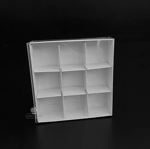 100 Pack of White Card Chocolate Sweet Soap Product Reatail Gift Box - 9 bay 4x4x3cm Compartments  - Clear Slide On Lid - 12x12x3cm - Next Deals AU