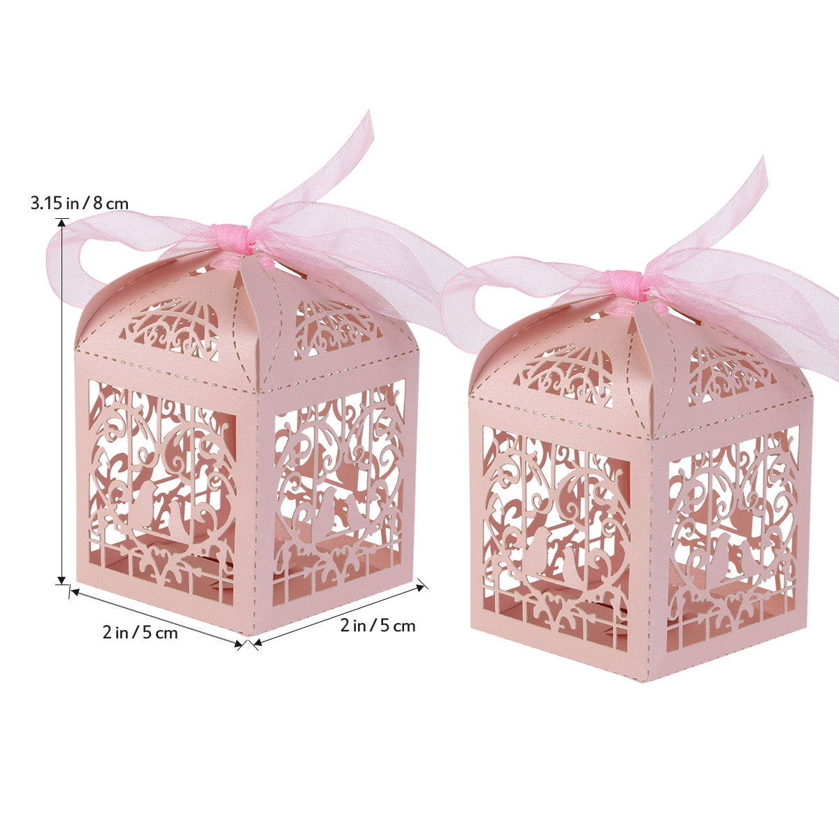 100 Piece Pack - Pink Dove Bird Heart Baby Birth naming Ceremony Bomboniere Favor Lolly Gift Card Box - Next Deals AU