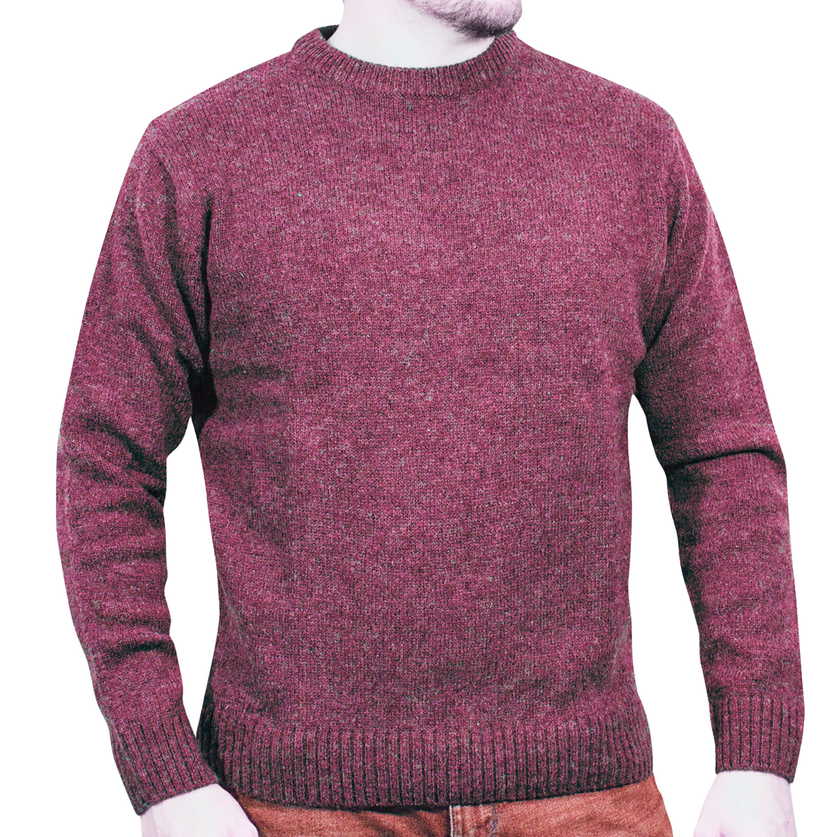 100% SHETLAND WOOL CREW Round Neck Knit JUMPER Pullover Mens Sweater Knitted - Burgundy (97) - XXL - Next Deals AU
