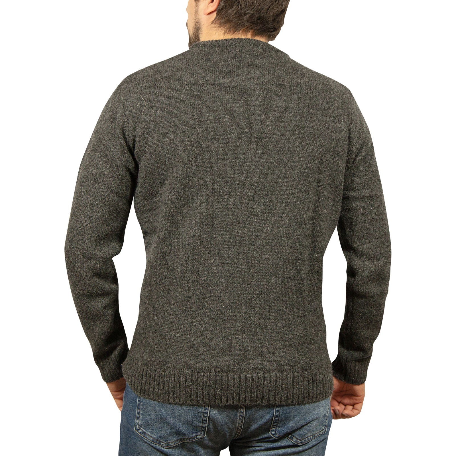 100% SHETLAND WOOL CREW Round Neck Knit JUMPER Pullover Mens Sweater Knitted - Charcoal (29) - 6XL - Next Deals AU