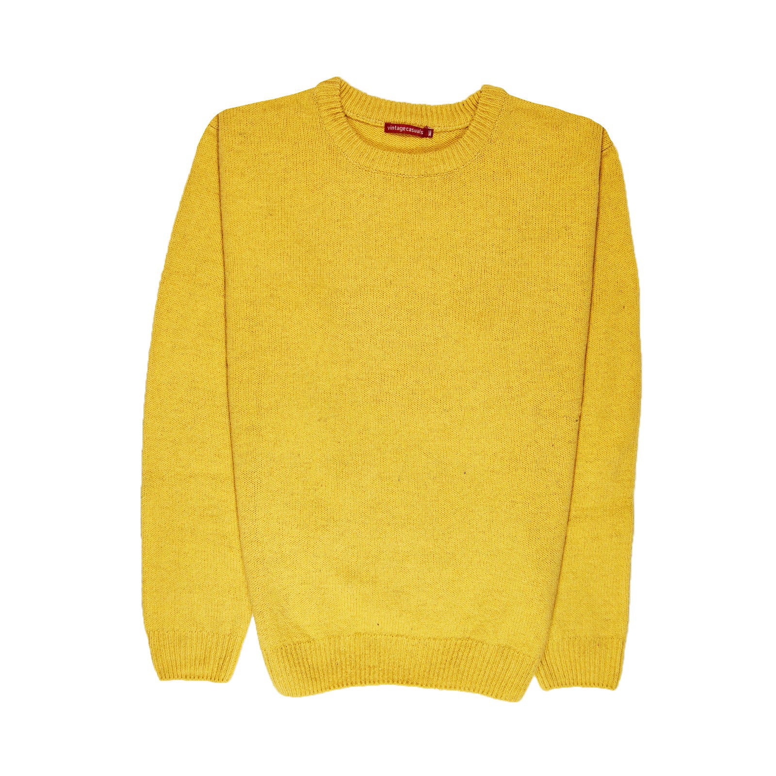 100% SHETLAND WOOL CREW Round Neck Knit JUMPER Pullover Mens Sweater Knitted - Corn (14) - S - Next Deals AU