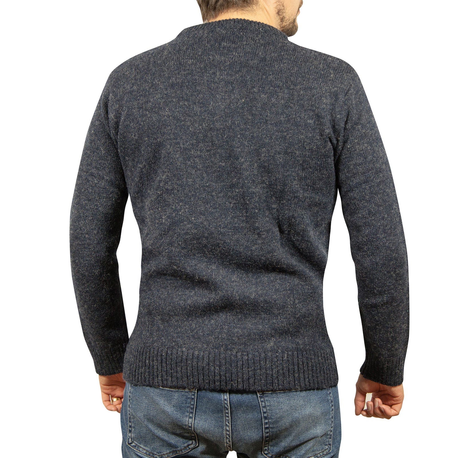 100% SHETLAND WOOL CREW Round Neck Knit JUMPER Pullover Mens Sweater Knitted - Navy (45) - 4XL - Next Deals AU