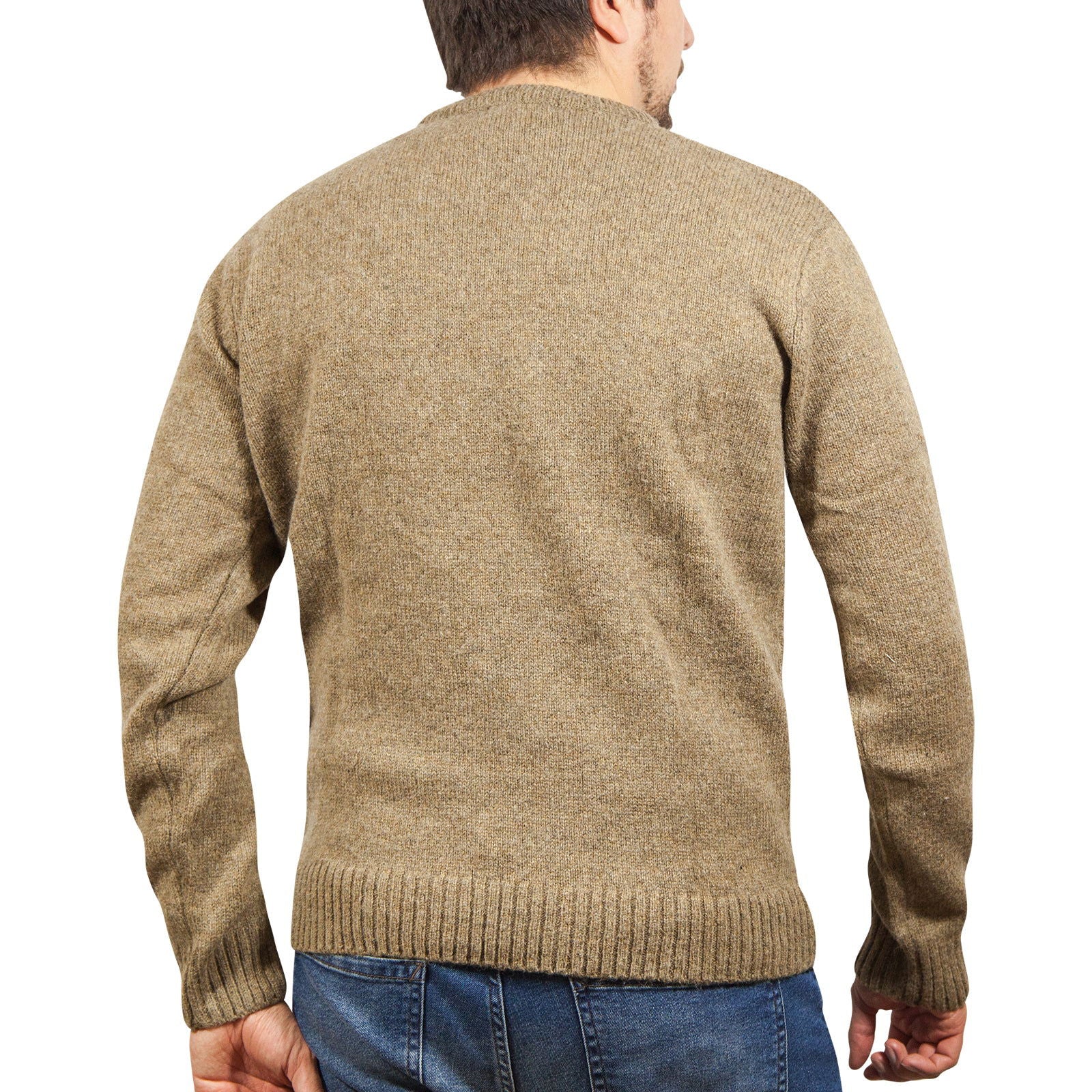 100% SHETLAND WOOL CREW Round Neck Knit JUMPER Pullover Mens Sweater Knitted - Nutmeg (23) - 4XL - Next Deals AU